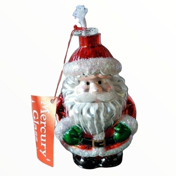 Dept 56 Santa handblown Oil Lamp Mercury Glass Holiday shimmery - Picture 1 of 14